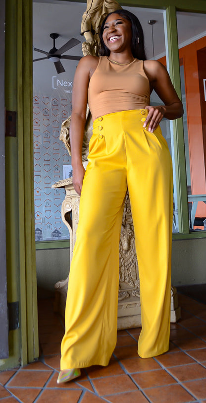 Breanna Wide Leg Pants - Yellow